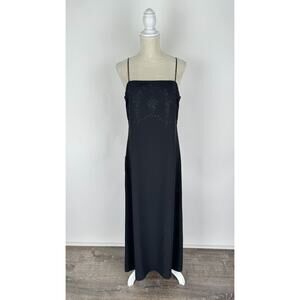 Ann Taylor Silk Blend Black Embroidered Floral Beaded Formal Dress Womens 10 NWT